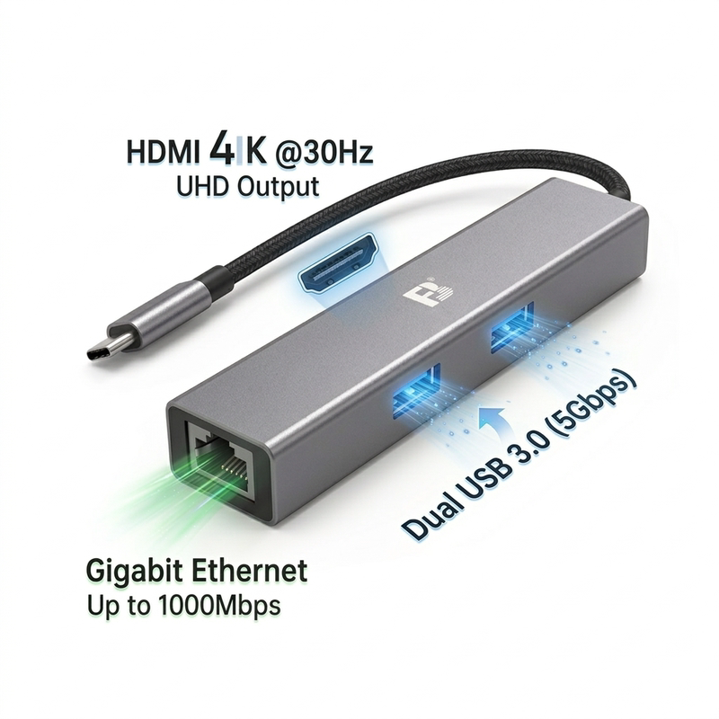 Type-C 3.2 Gigabit Network Card Win11 Driver-Free Ax88179A Mobile Phone Switch Game Console 4K HDMI Port