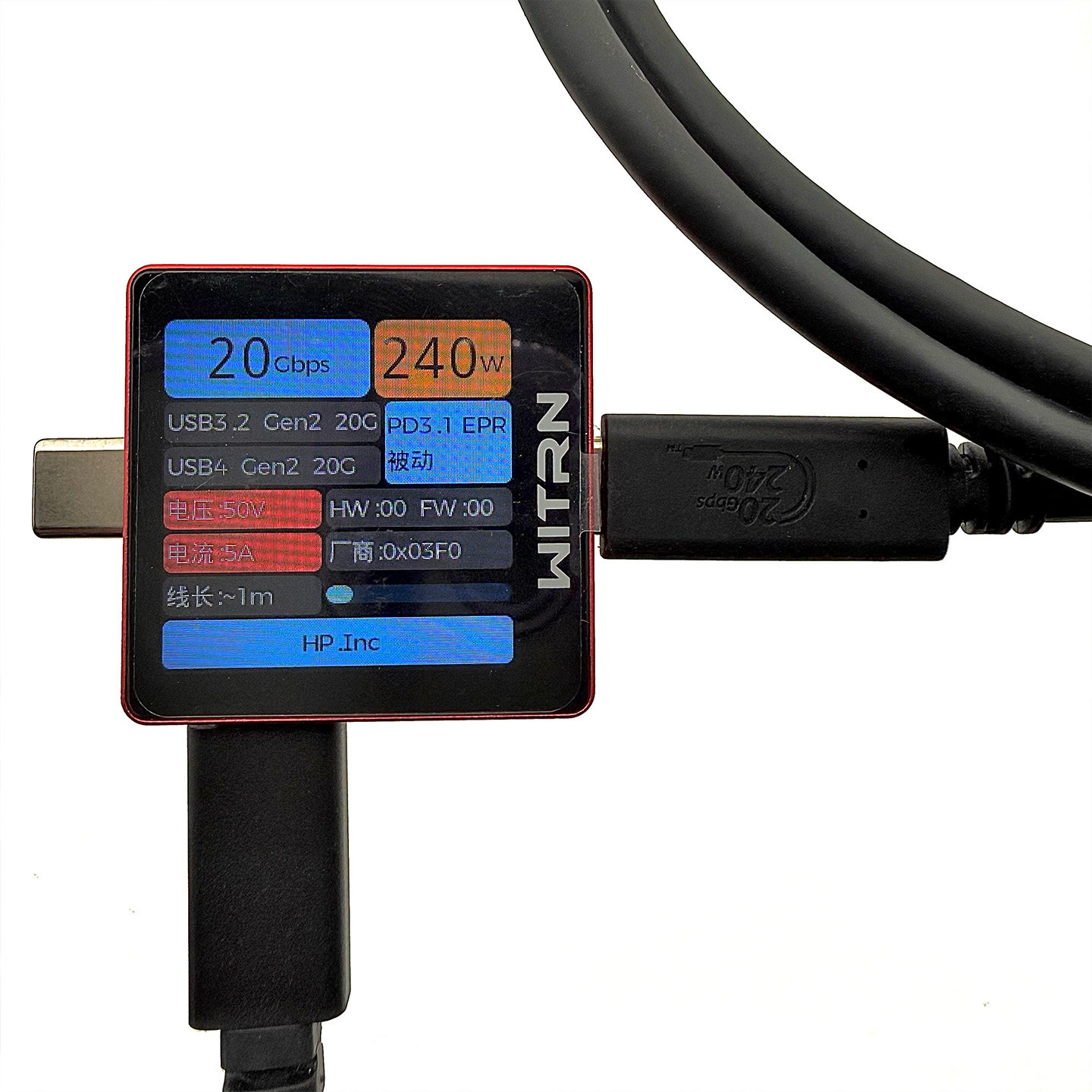 拆解报告：全新惠普雷电4 240W PD3.1快充线全功能一线通数据线 FULL USB4 Gen2 5A CM-CM TP HP P/N N42711-002 HP Spare P/N:N57695-001 HongJu P/N:431-61597 HP TID:9926