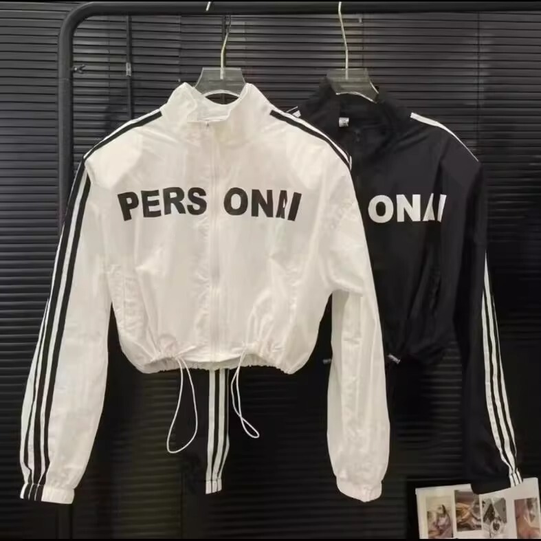 Trendy Sun Protection Clothing, Fashionable and Versatile Letter Pullover Jacket, 2025 Summer Half-Zip Short Drawstring Sun Protection Clothing