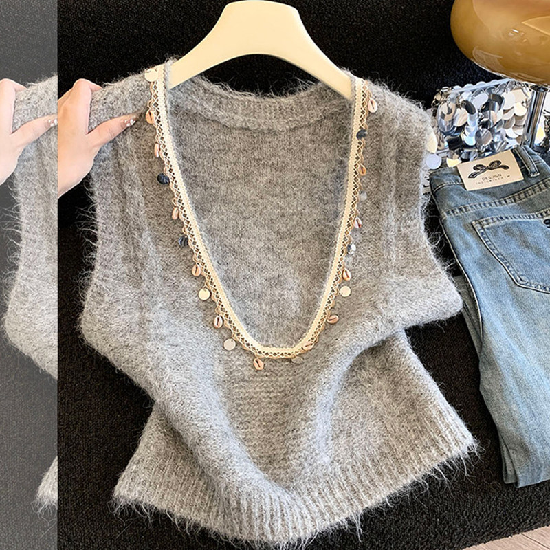 Gray Elegant Sequin Knit Vest for Women, 2026 Spring and Autumn New Style, Very Beautiful Layered Sweater Vest Top Gray Elegant Sequin Knit Vest for Women, 2026 Spring and Autumn New Style, Very Beautiful Layered Sweater Vest Top