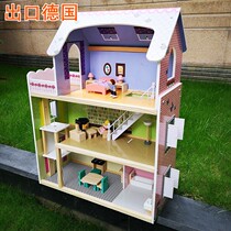 Export German pink princess doll house villa wooden house cottage children play educational wooden toys