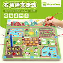 South Korea GoryeoBaby Pen Magnetic Maze Farm Bead Walking Parent-Child Game Wooden Educational Toy