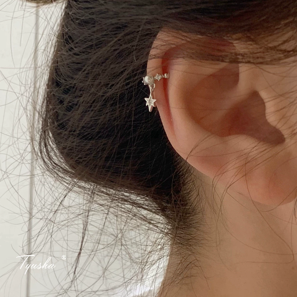 Серьезные небольшие клипсы на уши сzircon жемчужиной, серёжки, образец серебро 925, без прокола ушей