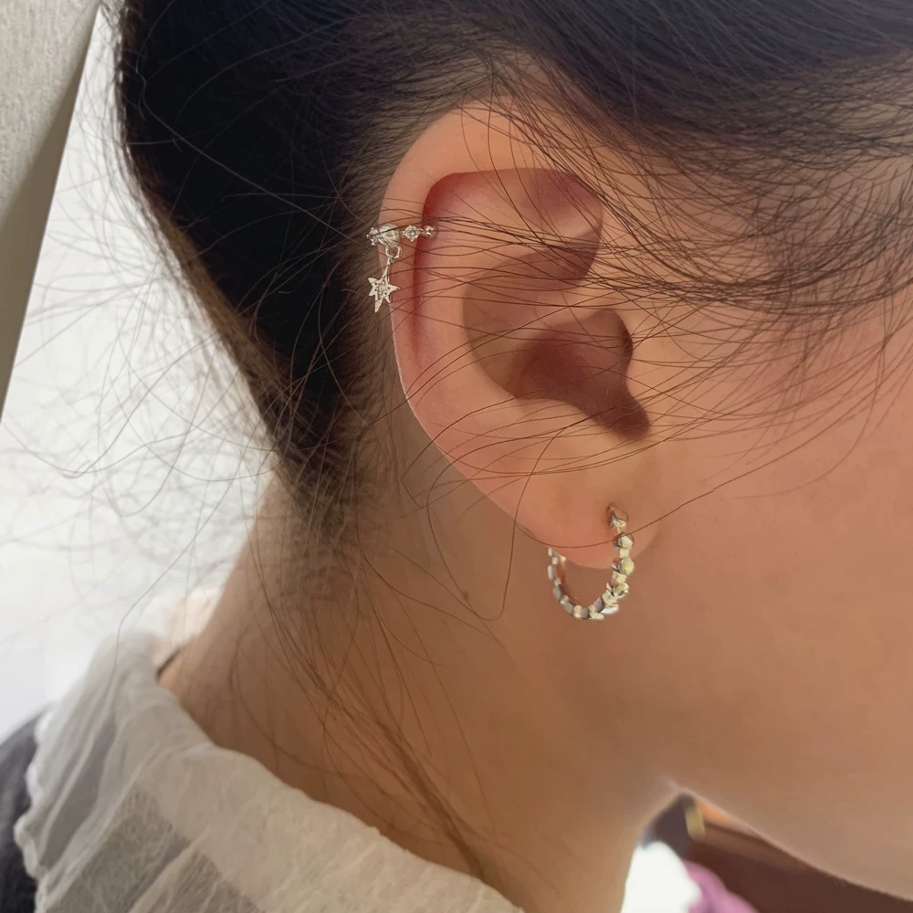Серьезные небольшие клипсы на уши сzircon жемчужиной, серёжки, образец серебро 925, без прокола ушей