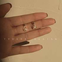 TYUSHA natural freshwater pearl earrings girl heart ins temperament Korean personality 2020 Super fire French autumn and winter
