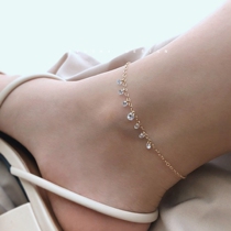 TYUSHA design American 14K gold gold ins style simple ultra-flash zircon diamond anklet temperament girlfriends gift female