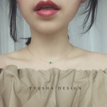 TYUSHA design retro simple American imported 14K gold injection Emerald zircon Choker Choker female