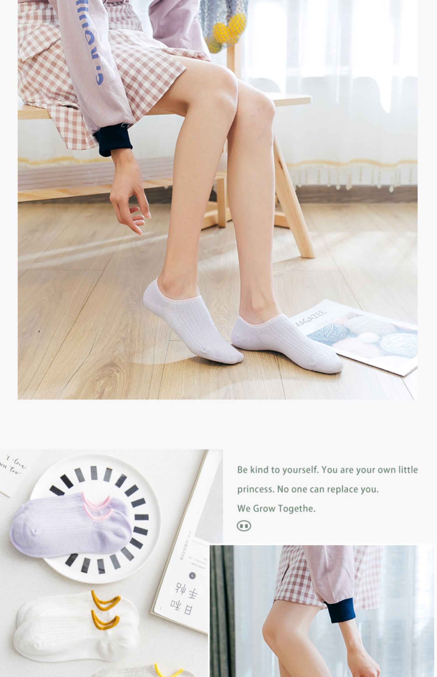 Vớ thuyền PIGWA nữ cotton nông miệng mùa hè mỏng Phần Hàn Quốc dễ thương vớ mùa hè thoáng khí Nhật thấp giúp vớ - Vớ sợi tre tất cổ ngắn