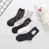Nuts mommy cute rabbit stockings ins tide black and white Japanese soft girl spring and autumn winter socks women