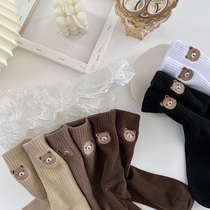 Nuts mommy cute bear stockings children Spring and Autumn socks Korean Japanese students cotton stockings