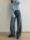Anna Is Gentle and Wild, Fleece-Lined Straight-Leg Flared Denim Pants for Women, Slimming and Versatile, Warm