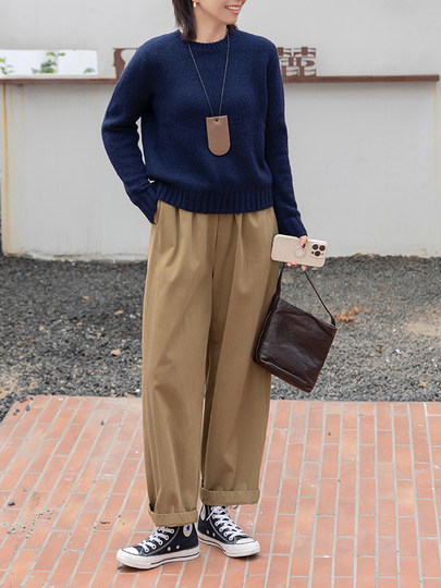 Anna Kengen High-Frequency Comfortable Wear Soft Elastic Waist Loose Versatile Pants Lem@Ire Intellectual Style