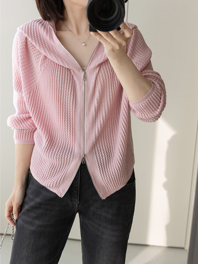 Anna Kengen, Smiling Like the Spring Breeze, German Yangzi Super120 Wool Hooded Double-Zip Loose Cardigan 300g