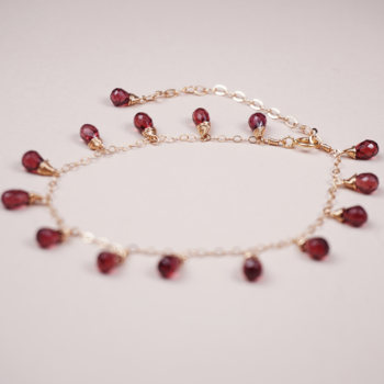 Garnet water drop bracelet women's burgundy colorful jewelry bracelet