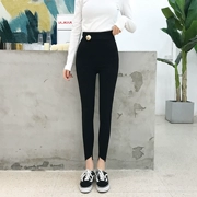 Quần legging khóa trang trí 2018 phiên bản Hàn Quốc mới của quần bó sát cạp cao eo cao bên hông mỏng dây kéo