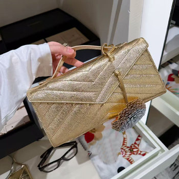 26x christmas series gold and silver v-pattern leather bag