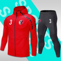 Childrens football training suit Long sleeve suit Autumn and winter men hooded zipper football jacket jacket customization