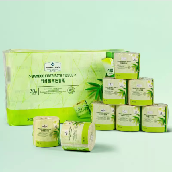 Sam mm Toilet Paper Bamboo Fiber Natural Color Roll Paper Towel Toilet Paper Four-Layer Green Packaging