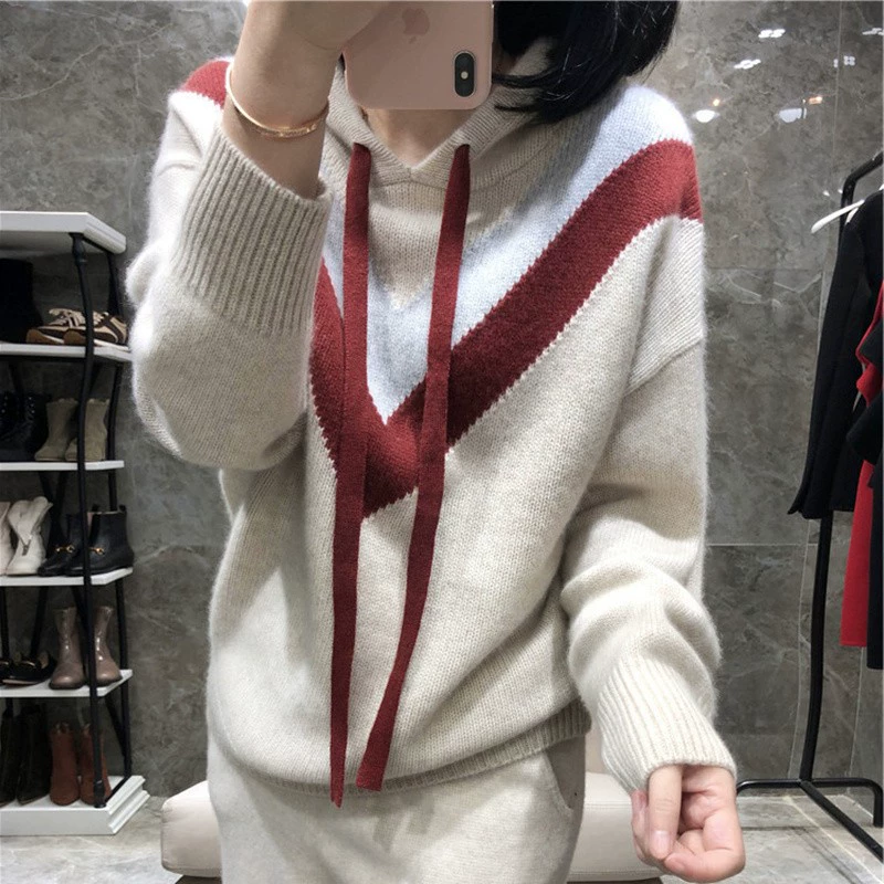 18 mùa thu và mùa đông áo len cashmere mới phụ nữ dày lỏng áo len lười áo len hoang dã - Vòng cổ áo len