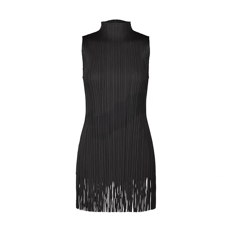 Pp-Jt452 In-Stock Genuine Black Tassel Mid-Length Top, One Size Fits All, 98% New, No Returns or Exchanges, Length 77