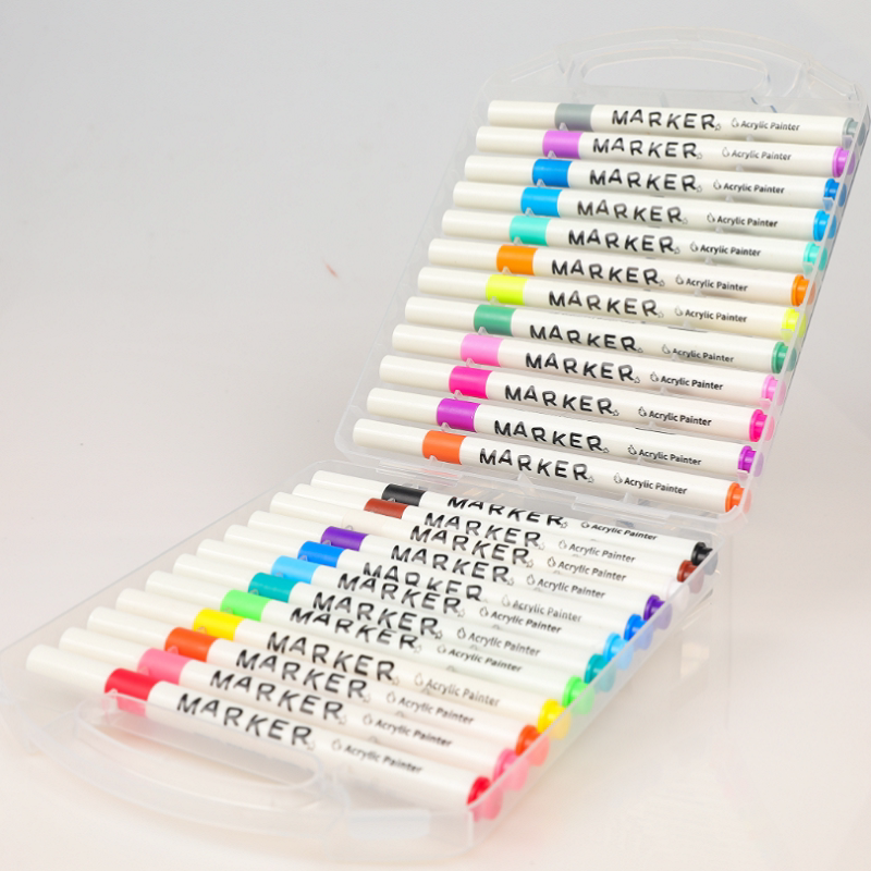 直液式双头丙烯马克笔软头硬头可叠色不透纸美术专用防水速干彩色套装学生绘画专用彩笔儿童玻璃茶杯鞋子绘画