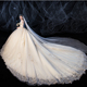 bậc thầy ánh sáng váy cưới 2020 mới kéo sang trọng cô dâu sang trọng hiển thị mỏng sâm banh màu retro sợi dài tay áo đơn giản
