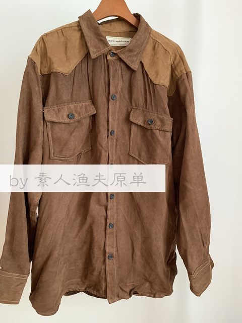 Exported to Europe and the United States single men's spring and autumn shirt western denim style suede outdoor retro long-sleeved shirt loose