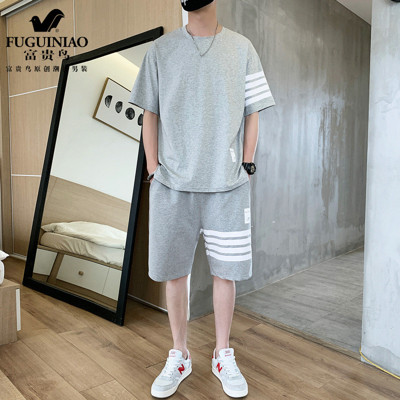 Rich bird 2020 new sports casual shorts suit high-end pure cotton short-sleeved t-shirt summer two-piece men's clothing