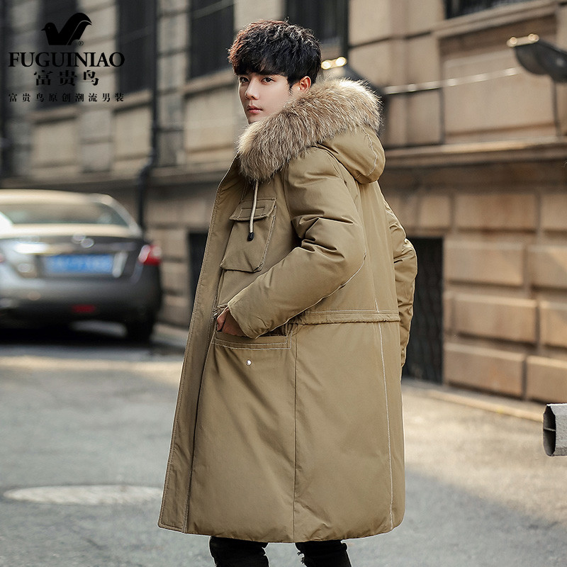 Wealthy birds 2021 outline feather jacket men medium and long edition thickened tide large size gray coat handsome