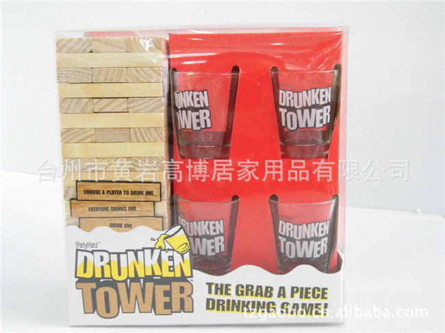 Home Wooden Drinking Building Blocks Game Educational Toy Wine Sets and More Send Cups and Wine Glasses Game Entertainment for Men and Women
