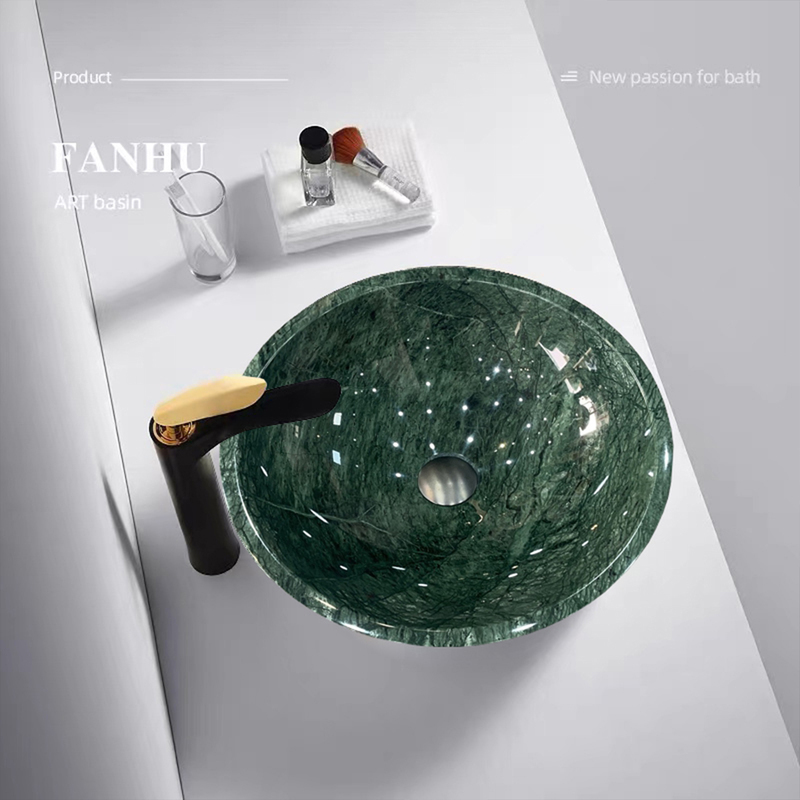 Indian Green Large Flower Green Shangri-La Emerald Green Creative Art Wash Basin Home Bathroom Round Basin