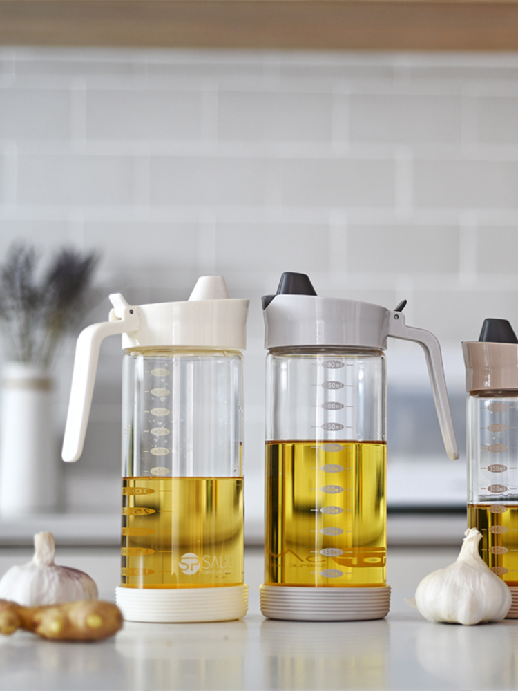 Japanese kitchen glass oil pot Oil spill-proof large oil bottle with scale Household oil vinegar tank Creative soy sauce bottle Vinegar bottle