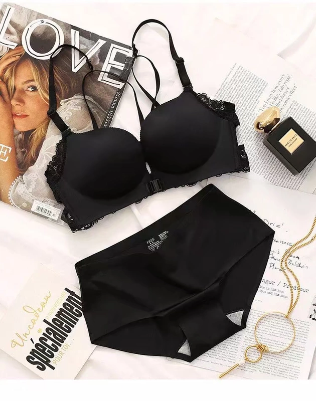 Sexy trên khóa trước làm đẹp không có vòng thép cô gái đồ lót điều chỉnh áo ngực nhỏ dày lên tập hợp áo ngực