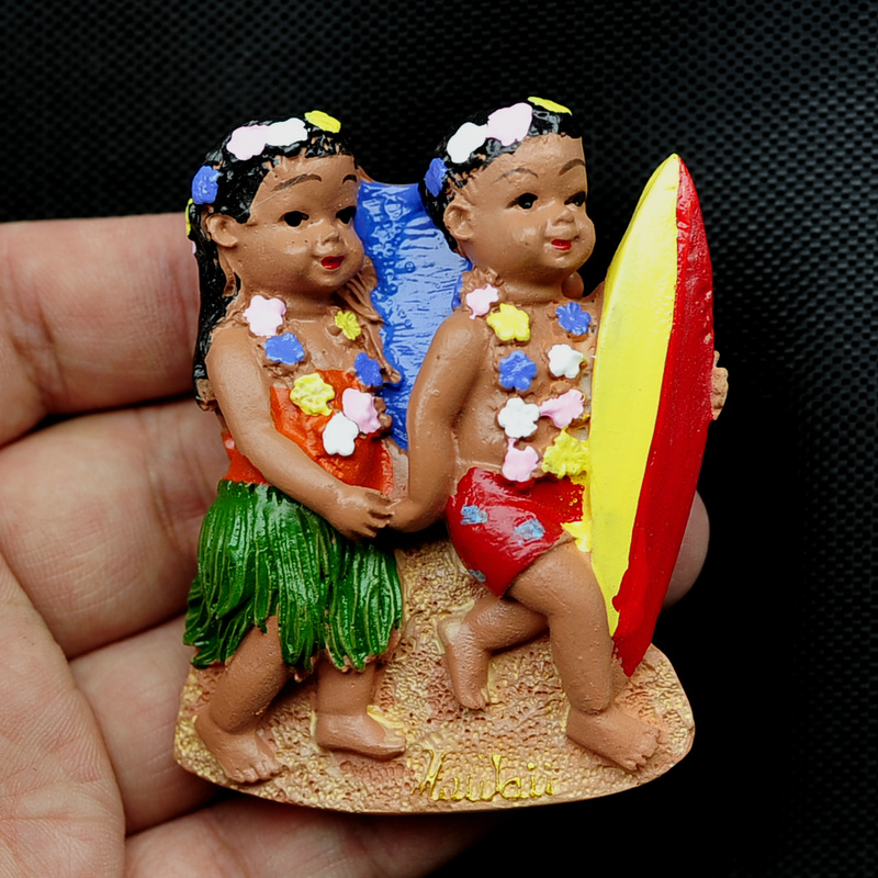 New Hawaiian doll sticker magnet three-dimensional relief hand-painted foreign trade exquisite travel 2022-June United States