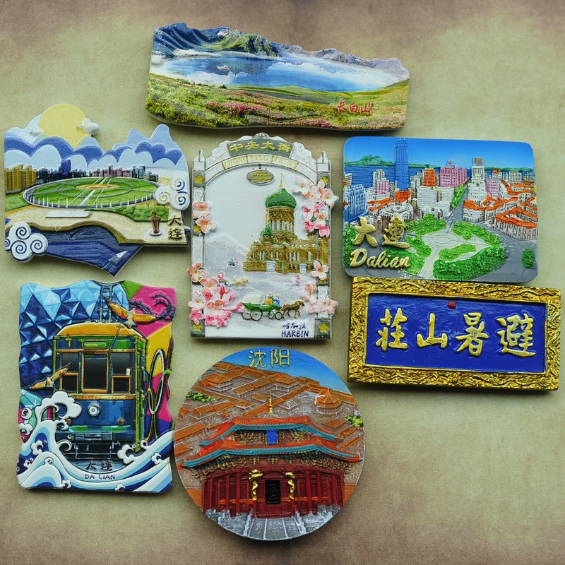 Beijing Tianjin North Dai River Shenyang Palace Museum Dalian Harbin Weihai Qingdao Creative Resin Fridge Sticker
