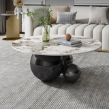 Итальянский светлый роскошный рок -плита Круглый гостиная дизайнер дизайнер специального чая для чая современный простой сферический шар из нержавеющей стали