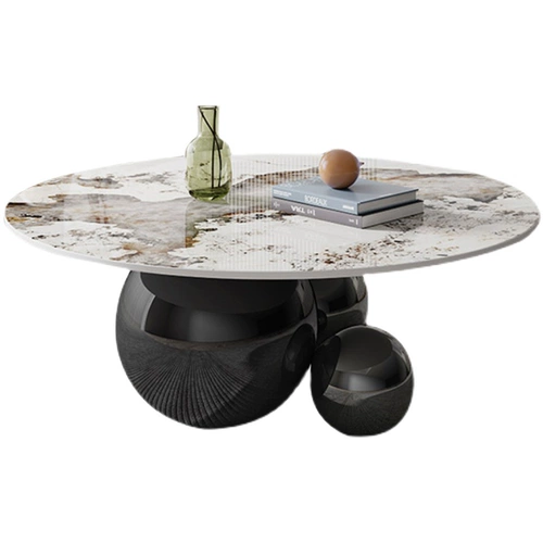 Итальянский светлый роскошный рок -плита Круглый гостиная дизайнер дизайнер специального чая для чая современный простой сферический шар из нержавеющей стали