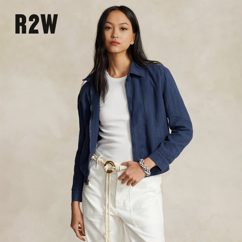 R2W American Old Money Style Cotton and Linen Loose Casual Jacket Practical Versatile Women's Loose Sun Protection Cardigan Short Coat
