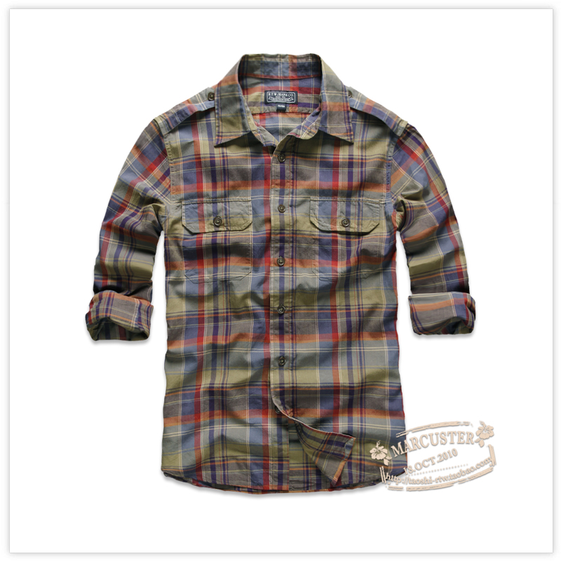 100 nhân dân tệ 3 chiếc rtw nam mùa xuân và mùa thu nam đa năng áo sơ mi kẻ sọc dài tay retro RTMC13191 áo sơ mi tay ngắn