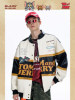 [Tom and Jerry Collaboration] Bjhg Reckless Vintage Leather Jacket for Men, Niche Racing Suit with Leather Inserts for Women