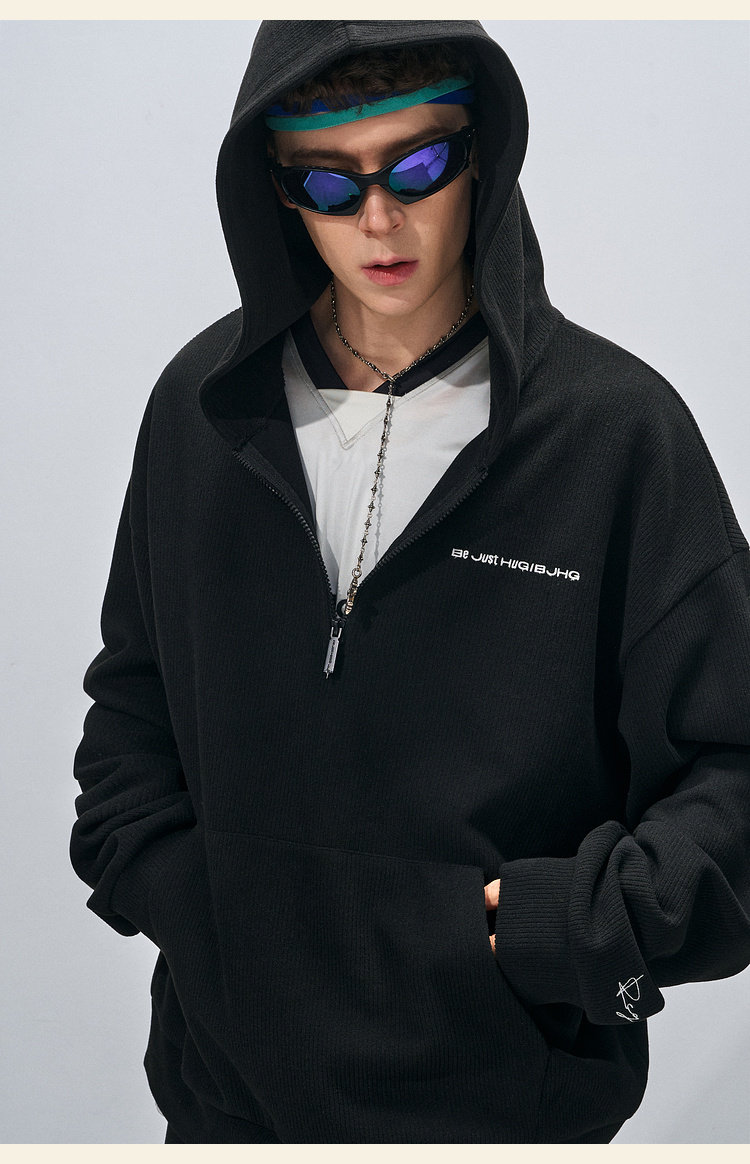 BJHG Corduroy Half-Zip Hoodie