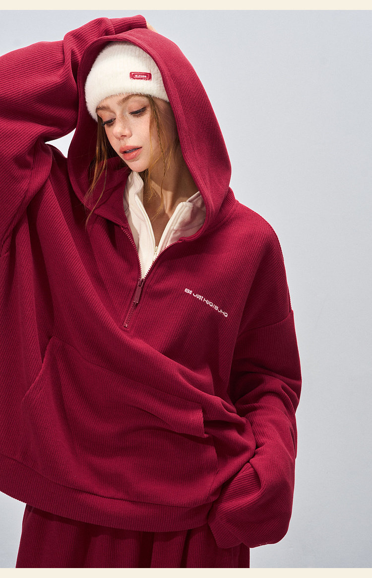 BJHG Corduroy Half-Zip Hoodie