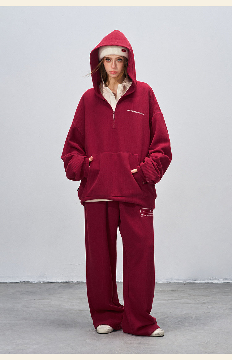 BJHG Corduroy Half-Zip Hoodie