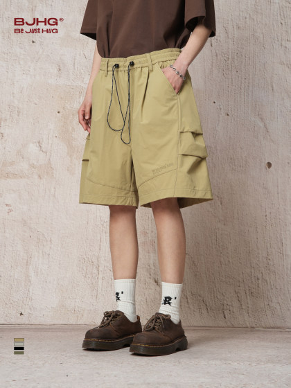 BJHG新款美式速干工装短裤子男款夏潮牌宽松高级感灰色运动休闲裤