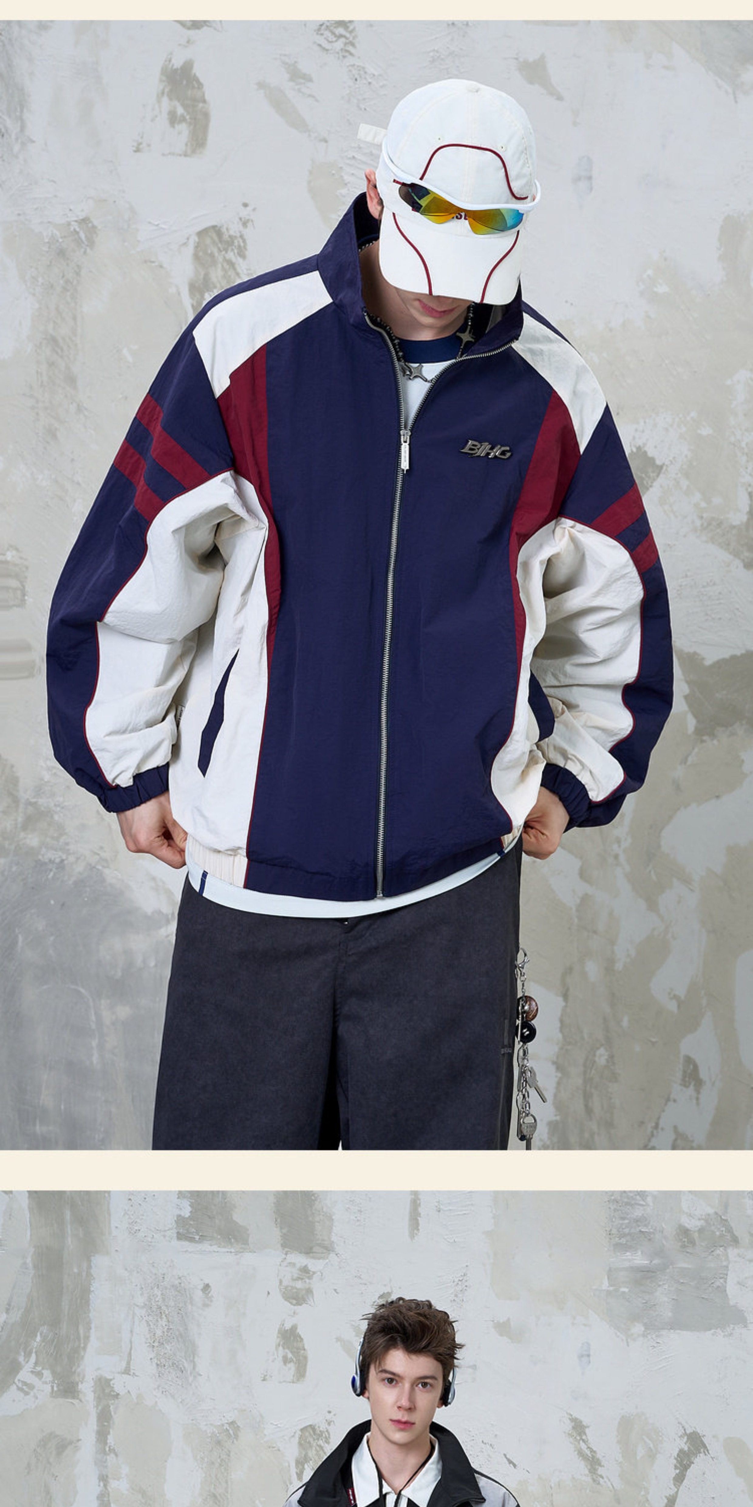 BJHG Stand Collar Zip-Up Bomber Jacket