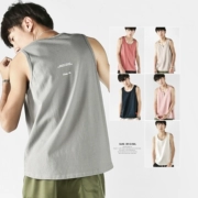 BJHG mùa hè Châu Âu và Mỹ hip hop cotton lỏng phía sau chữ in thể thao bóng rổ mồ hôi vest nam đường phố vest