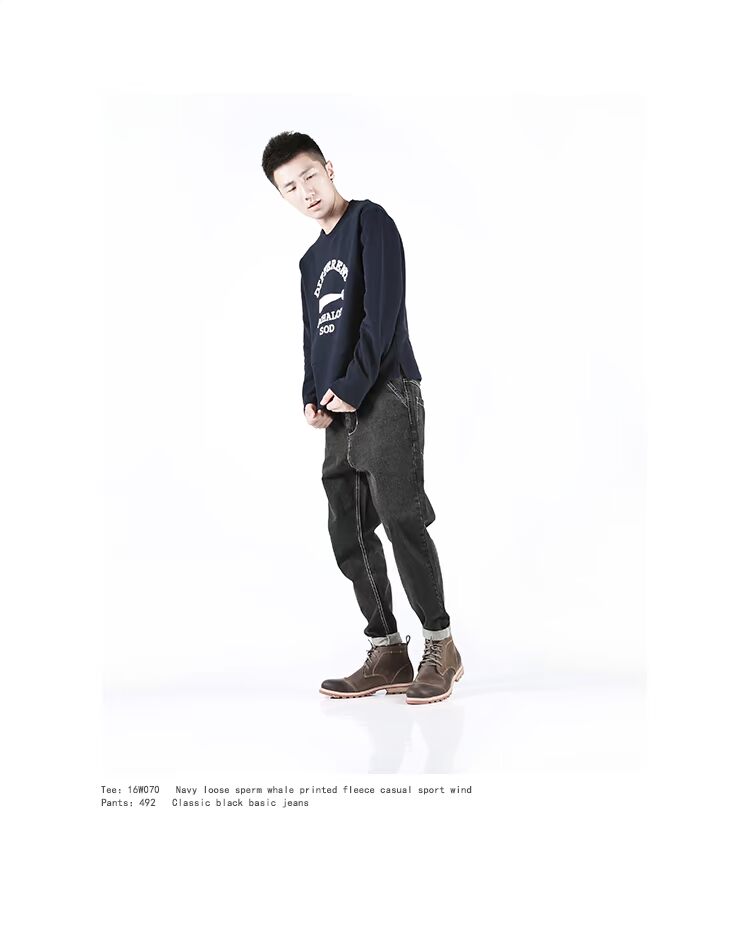 BJHG nguyên bản mùa xuân châu Âu và châu Mỹ đơn giản màu cũ giặt quần jeans thủy triều nam Mỹ chân quần harem quần short nam