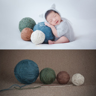 Newborn full moon boys and girls Christmas photography auxiliary wool ball photo combination photography props 1 group 4 groups