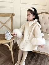 Free liner Petit Nez] New Years 100% wool double-sided cashmere handmade girls coat with raw edges for parents and children