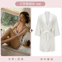 Белый комплект, шорты, банный халат, эффект подтяжки